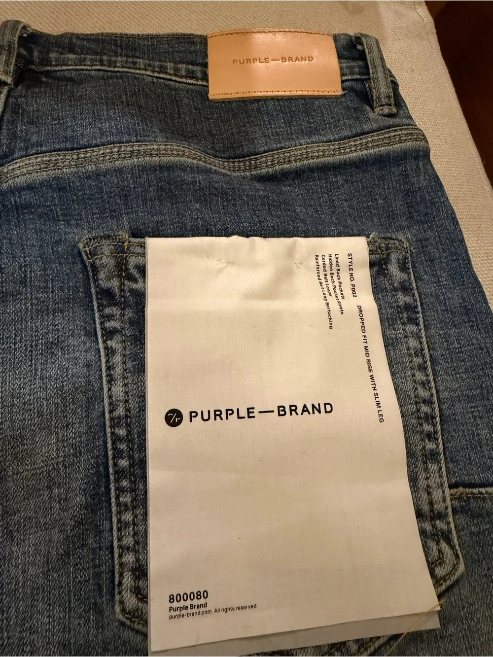 PURPLE BRAND Slim Patchwork Blue Men's Jeans - Distressed Denim